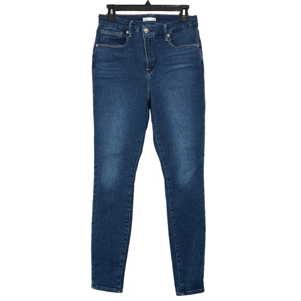 Good American Sculpt Fit Crossover Waist Skinny Jeans 10 / 30 Dark Blue Stretch